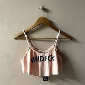 WildFox Swim Light Baby Pink Fluttery Bathing Suit Top Size L NWT